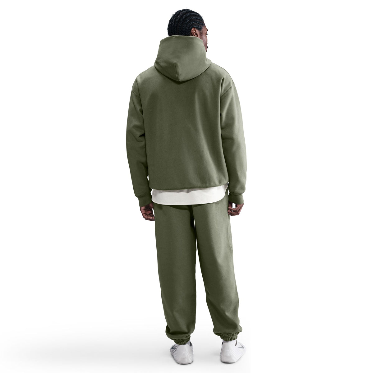 Nike Solo Swoosh Pullover Hoodie - Medium Olive/White HV1082-222