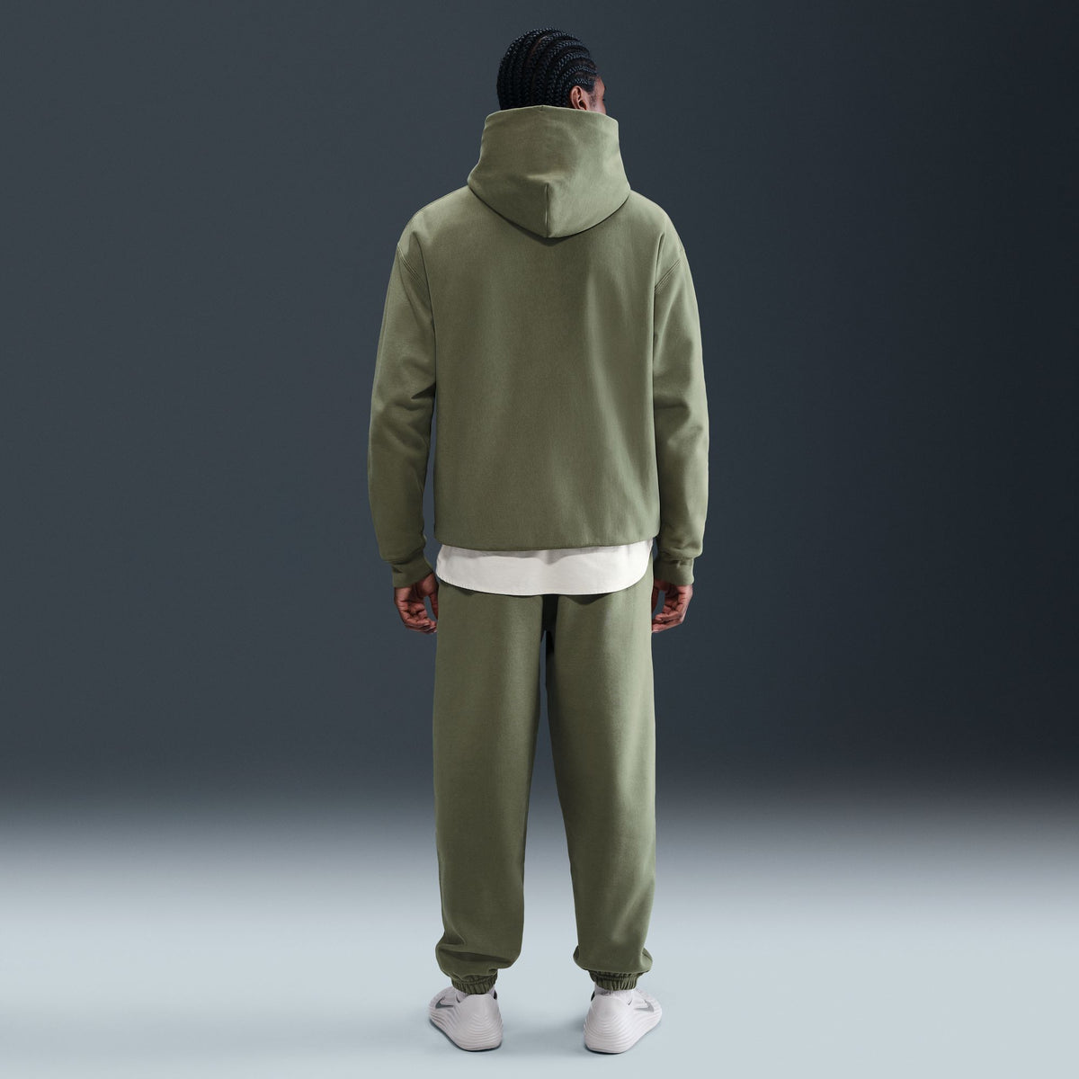 Nike Solo Swoosh Cuffed Fleece Pants - Medium Olive/White HV1088-222
