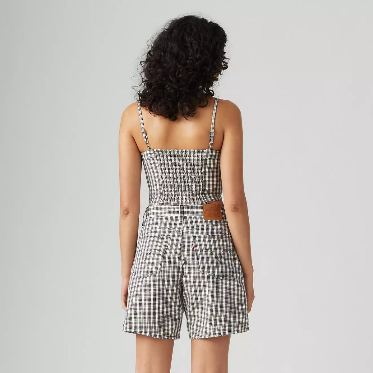 Levi's W Jadine Denim Cami Tank Milo Mini Plaid Egret