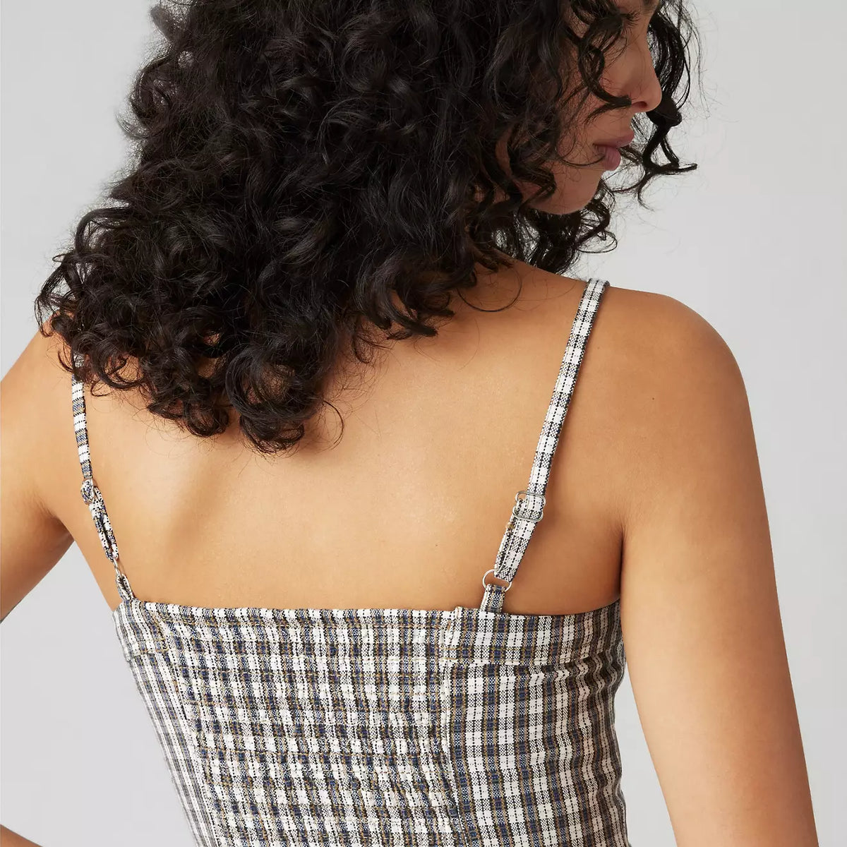 Levi's W Jadine Denim Cami Tank Milo Mini Plaid Egret