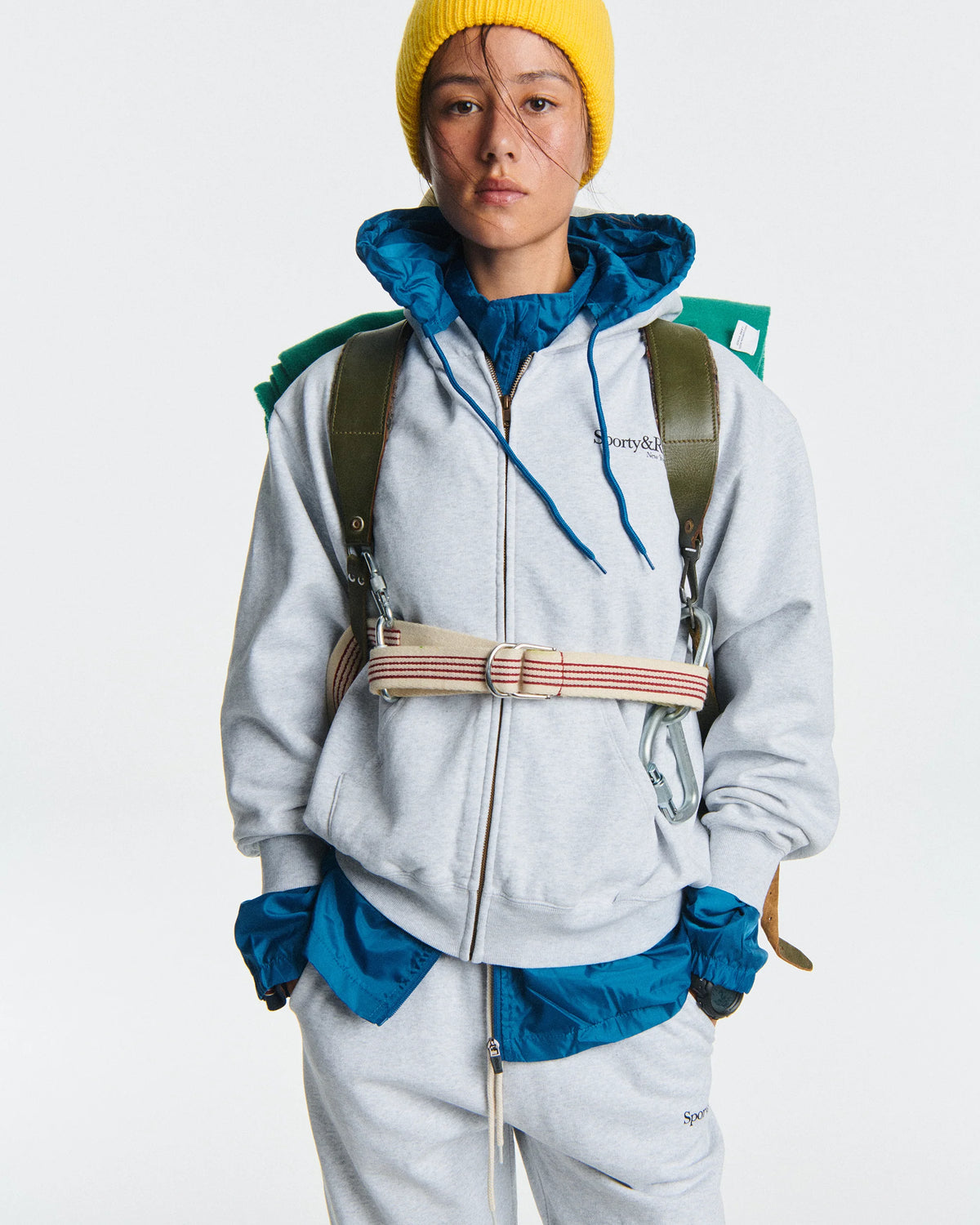 Sporty & Rich W Run Club Zip Hoodie Heather Gray