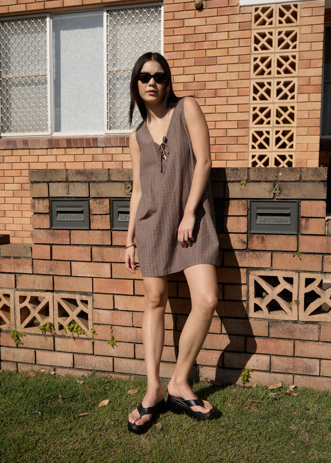 Afends W Hometown Michi Mini Dress Coffee