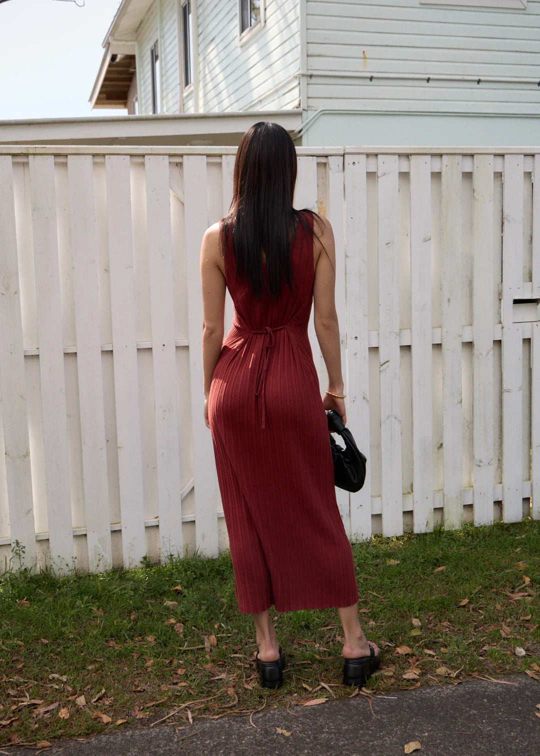 afends midi dress Afends W Iris Knit Midi Dress Red Rum I Momentum
