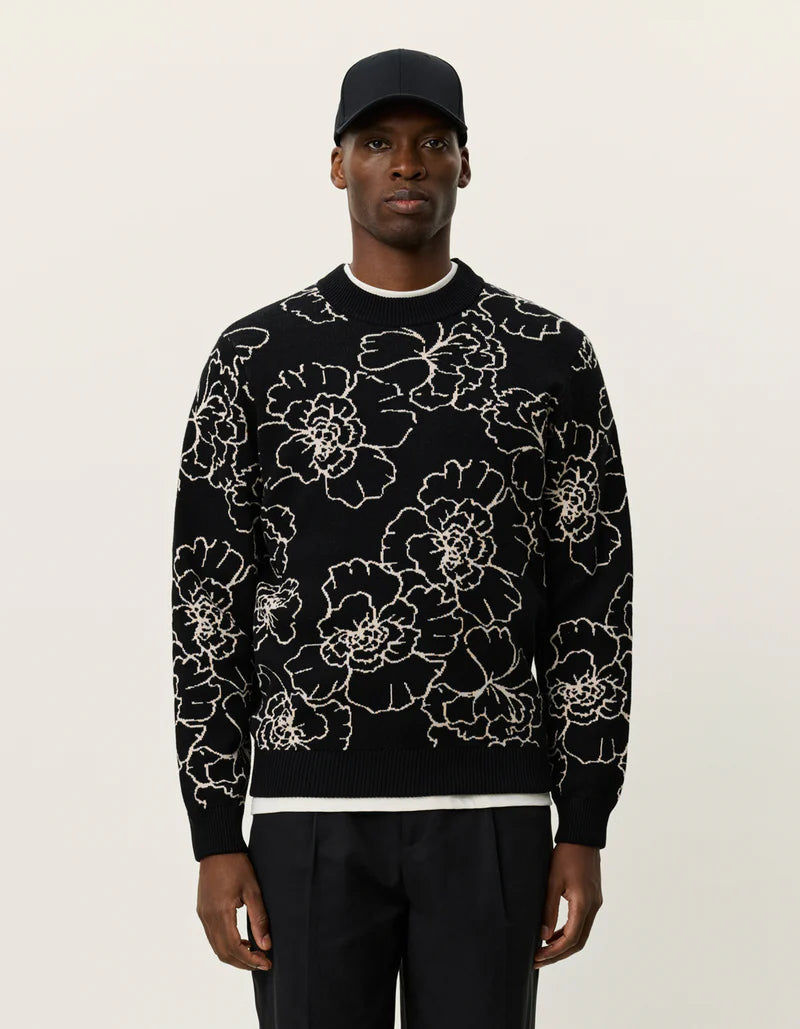 Les Deux Gaston Poppy Jacquard Knit Black