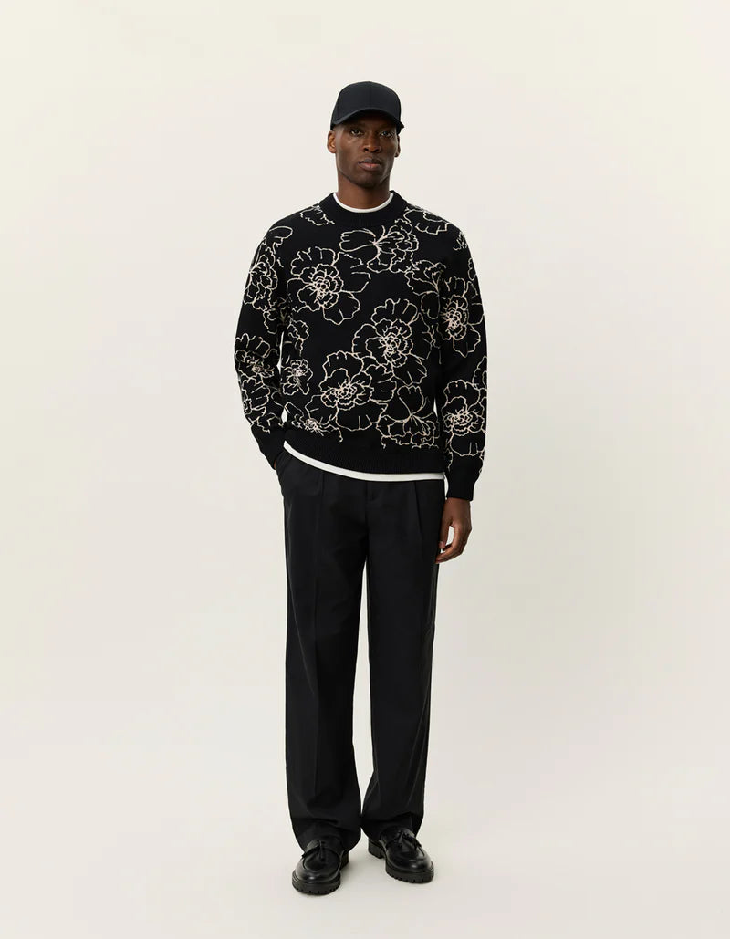 Les Deux Gaston Poppy Jacquard Knit Black