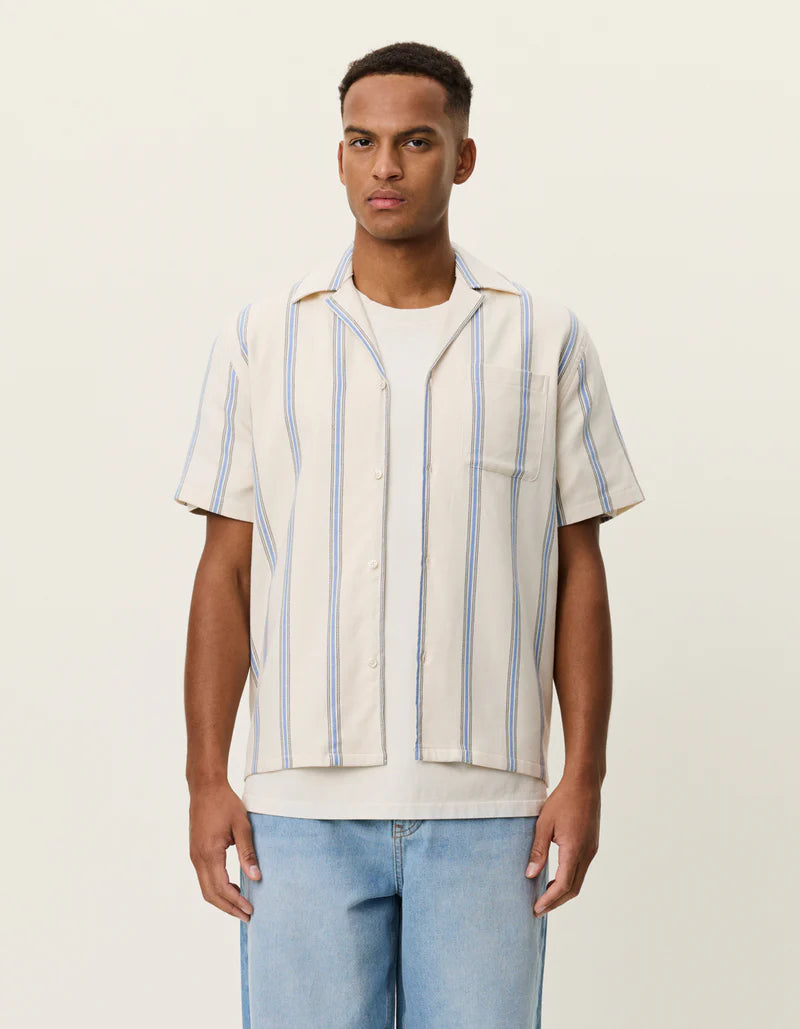 Les Deux Lawson Stripe SS Shirt Eggnog White