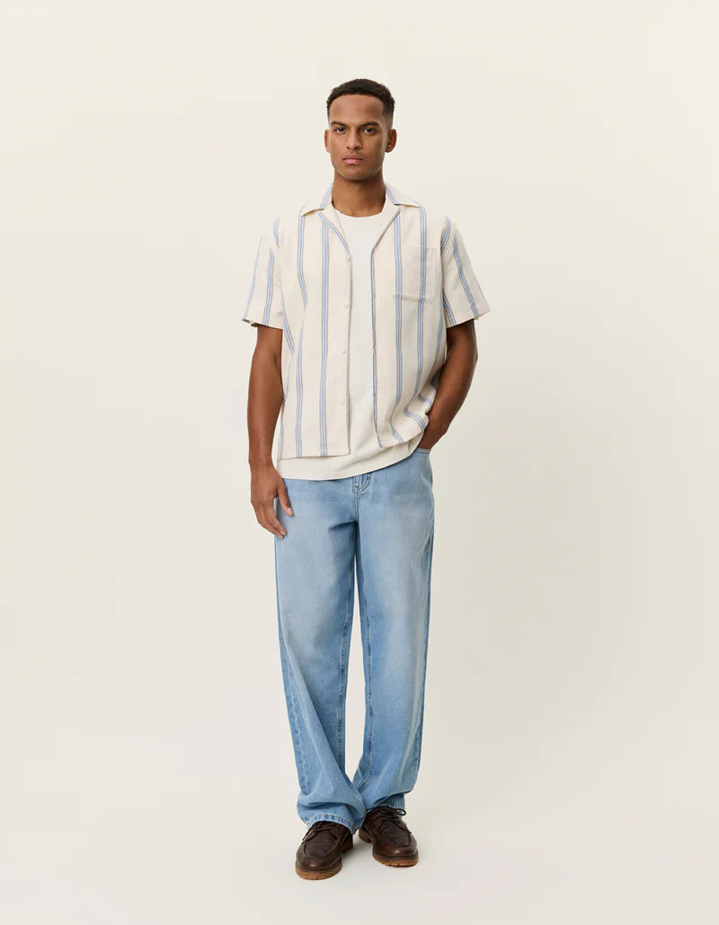 Les Deux Lawson Stripe SS Shirt Eggnog White