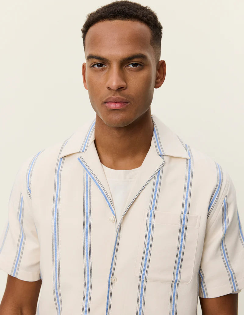 Les Deux Lawson Stripe SS Shirt Eggnog White