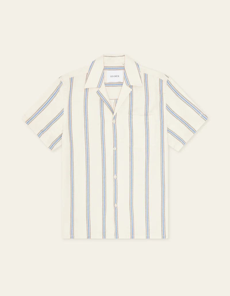 Les Deux Lawson Stripe SS Shirt Eggnog White