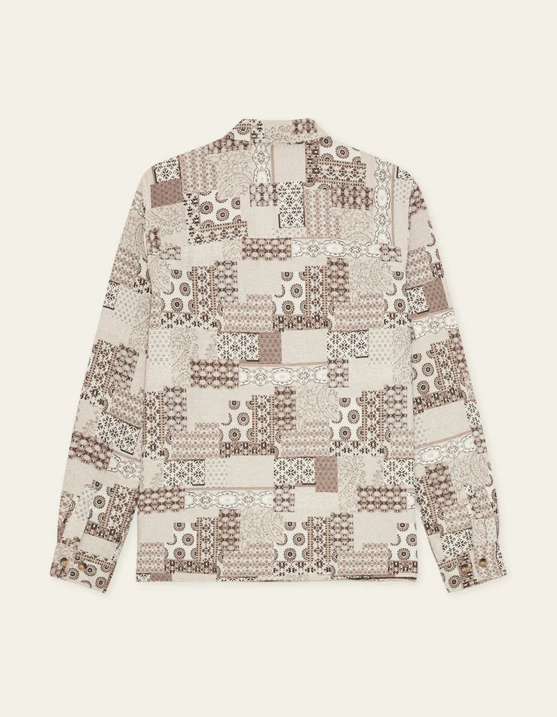 Les Deux Layton Patchwork Jacquard Overshirt Light Sand