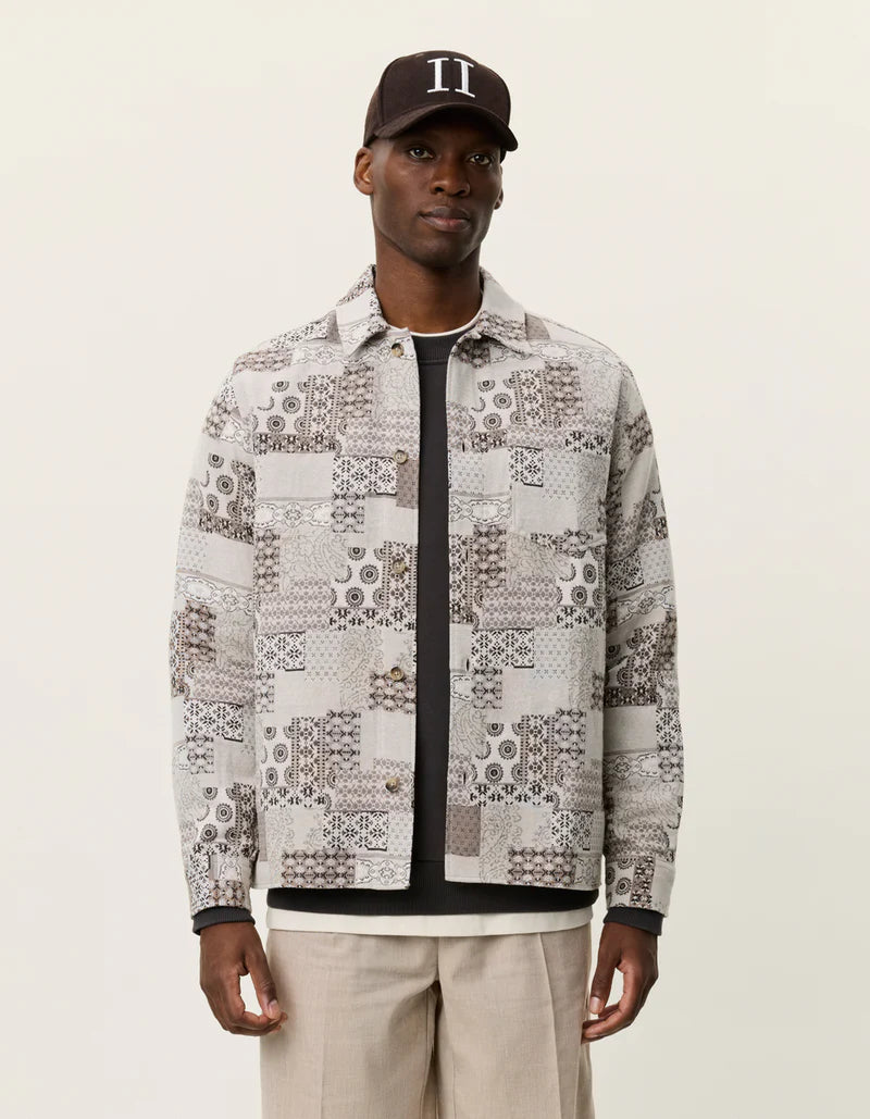 Les Deux Layton Patchwork Jacquard Overshirt Light Sand