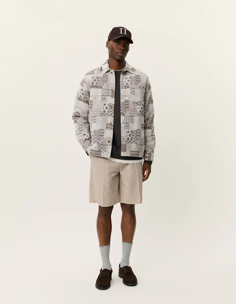 Les Deux Layton Patchwork Jacquard Overshirt Light Sand