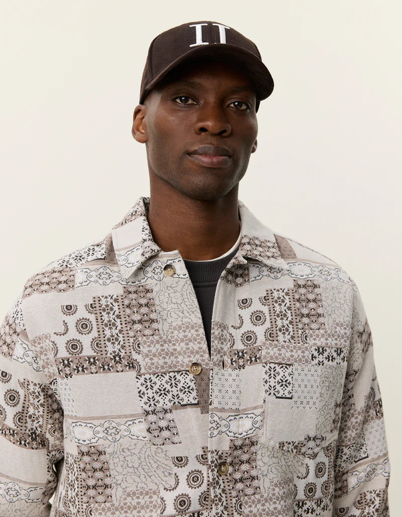 Les Deux Layton Patchwork Jacquard Overshirt Light Sand
