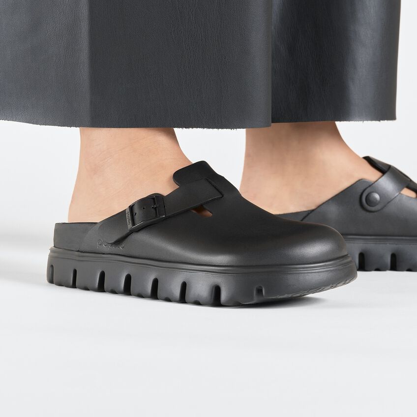 Birkenstock W Boston Exquisite Chunky Narrow - Black Leather