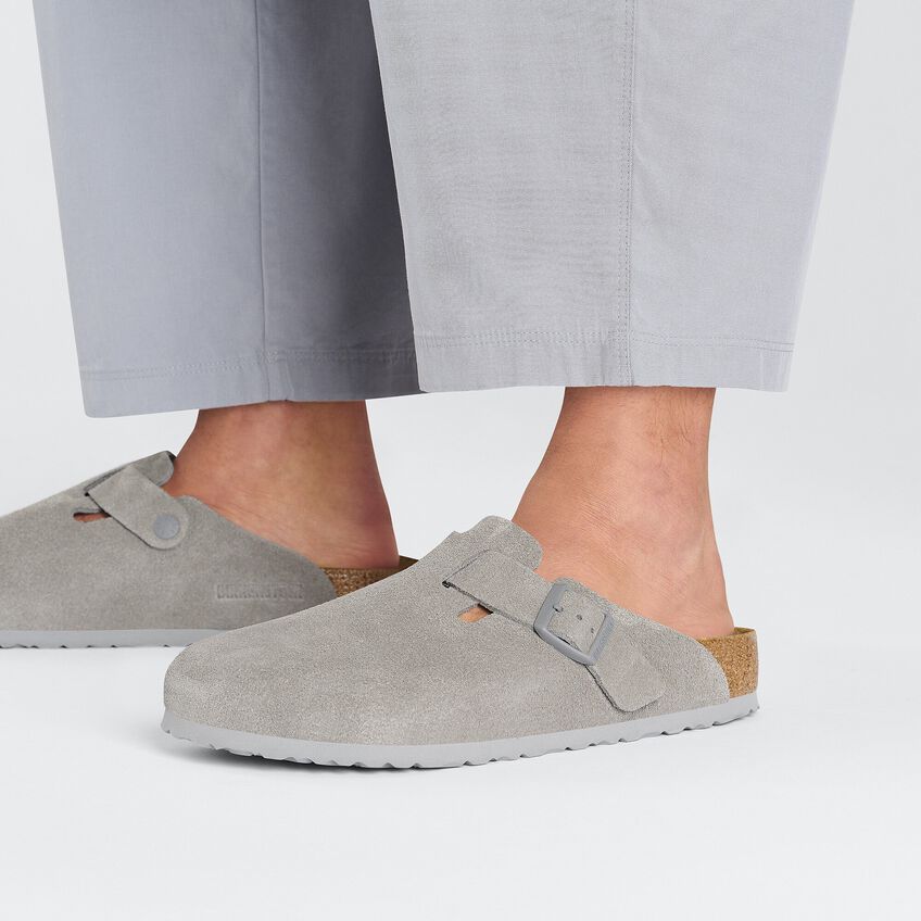 Birkenstock W Boston Suede Narrow - Stone Coin