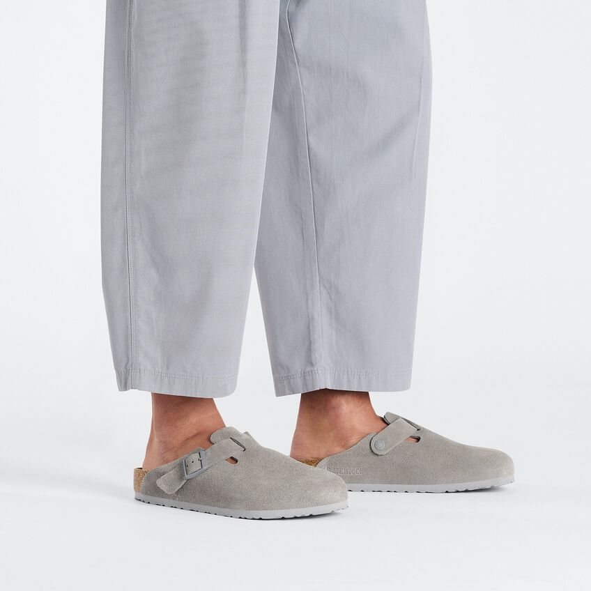 Birkenstock W Boston Suede Narrow - Stone Coin