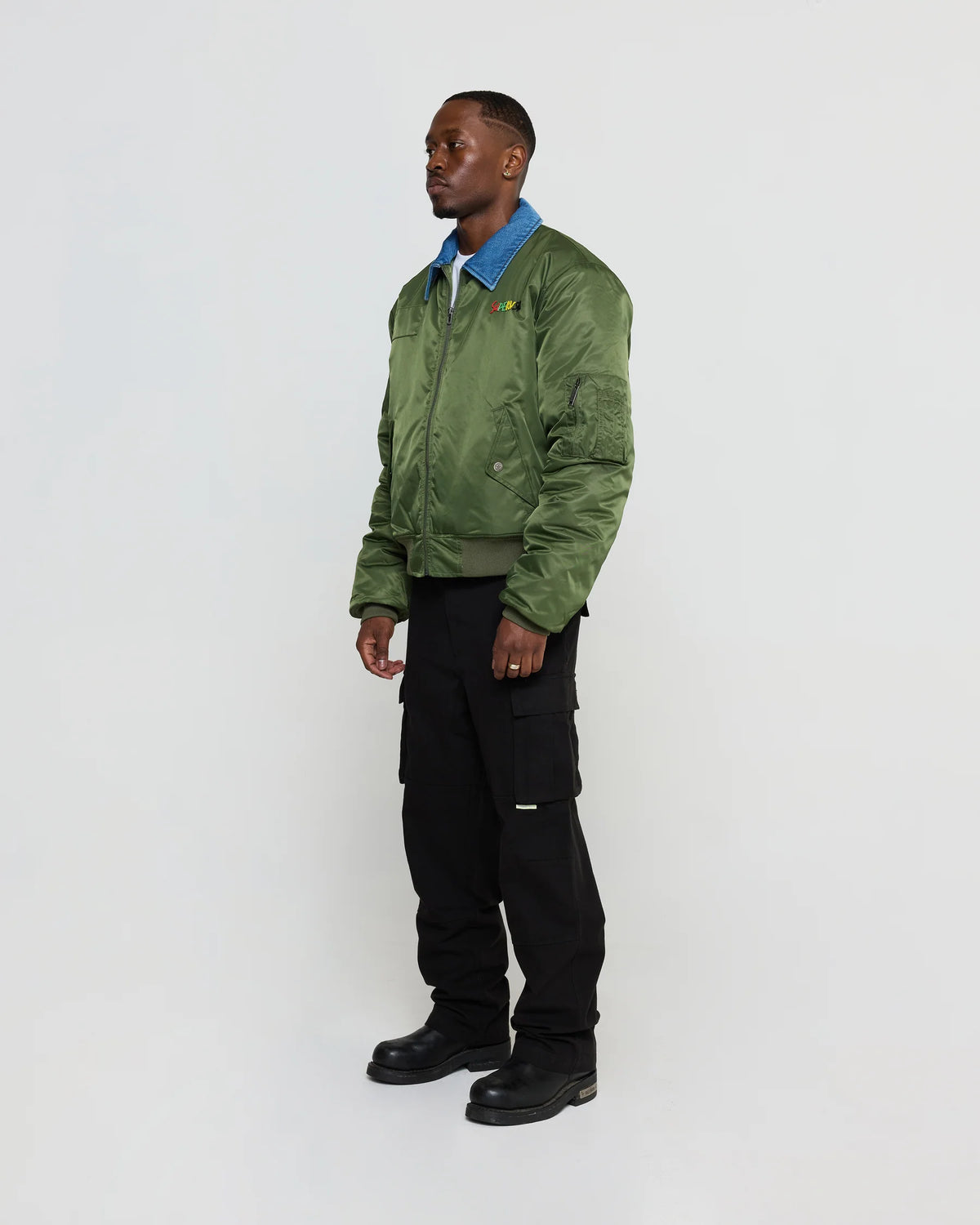 SUPERVSN Contrast Flight Jacket Olive
