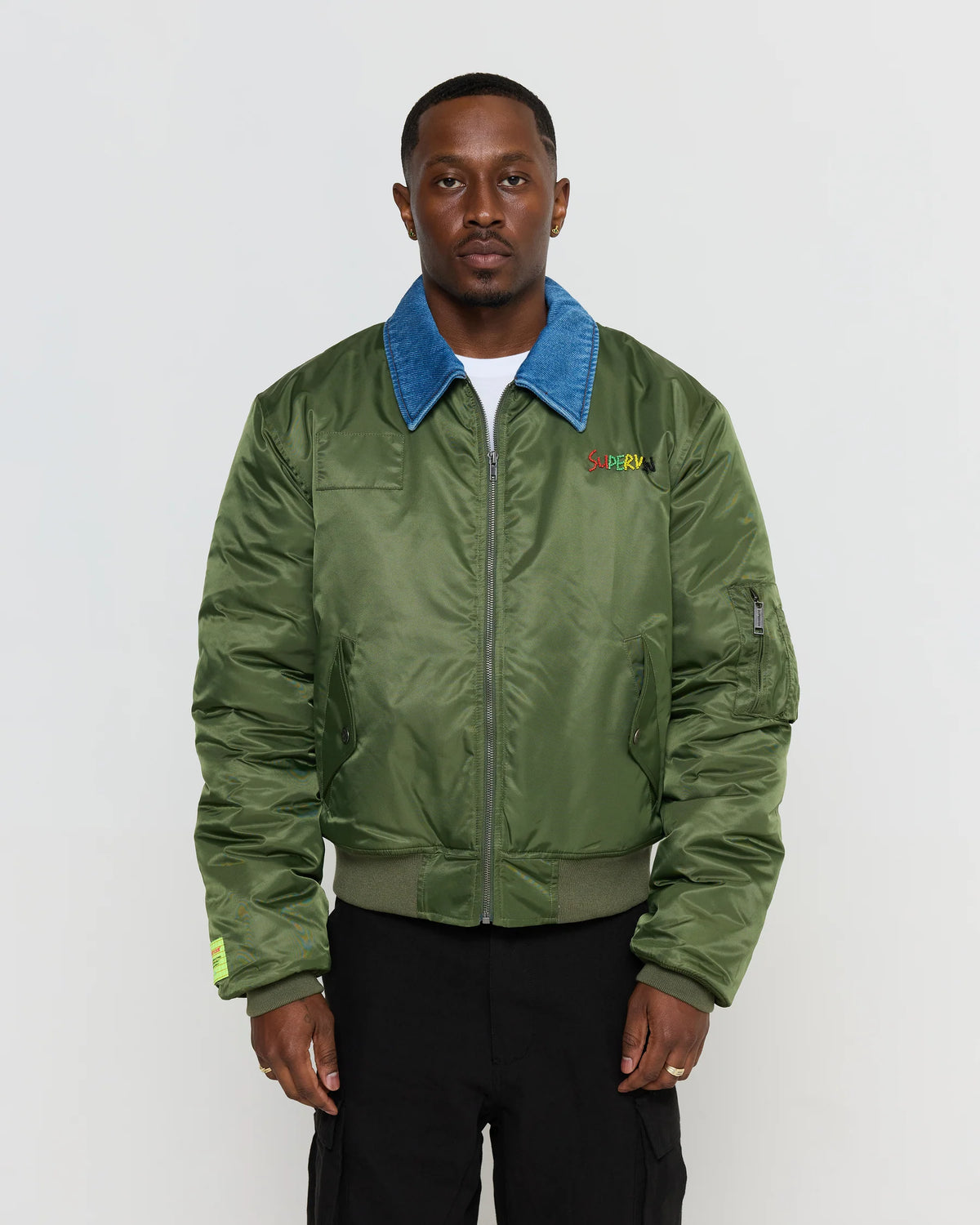 SUPERVSN Contrast Flight Jacket Olive