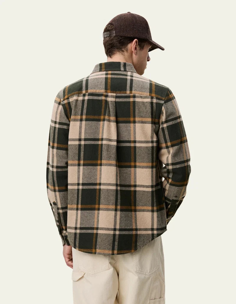 Les Deux Check Flannel Shirt Rosin Green