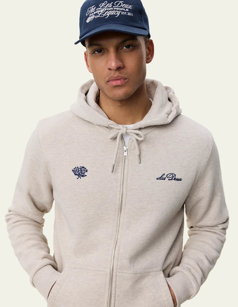 Les Deux Zipper Hoodie Light Sand Melange