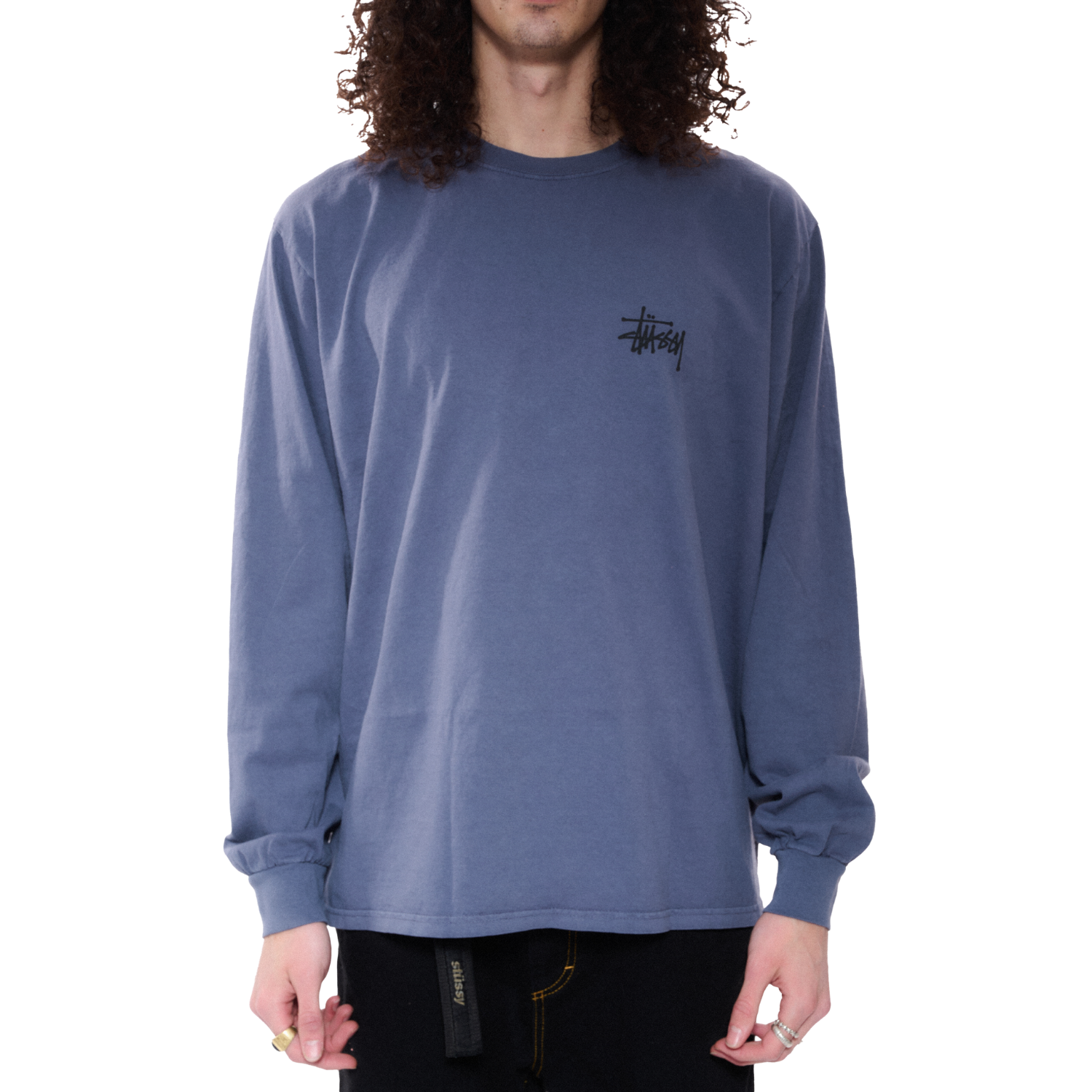 BASIC STUSSY PIG. DYED LS TEE - INDIGO I STUSSY - Momentum Clothing