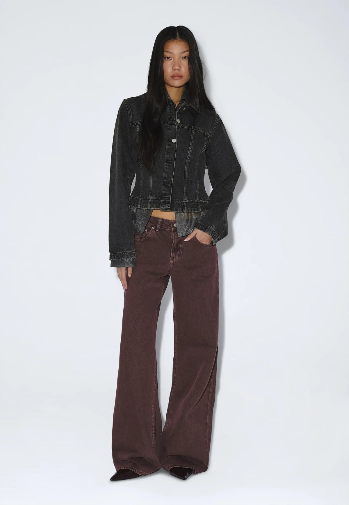 Dr.Denim W Rhue Low Wide Jean Washed Aubergine