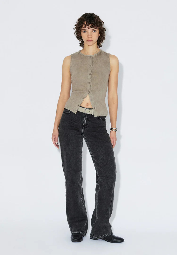 Dr.Denim W Lilja Rib Tank Washed Khaki 