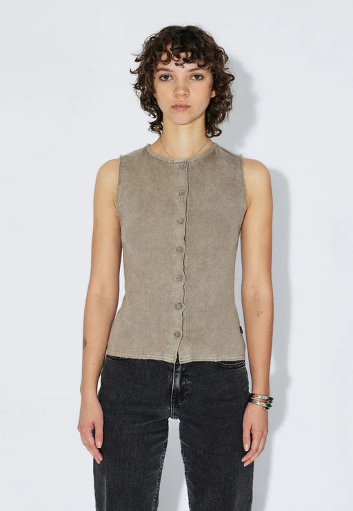 Dr.Denim W Lilja Rib Tank Washed Khaki 