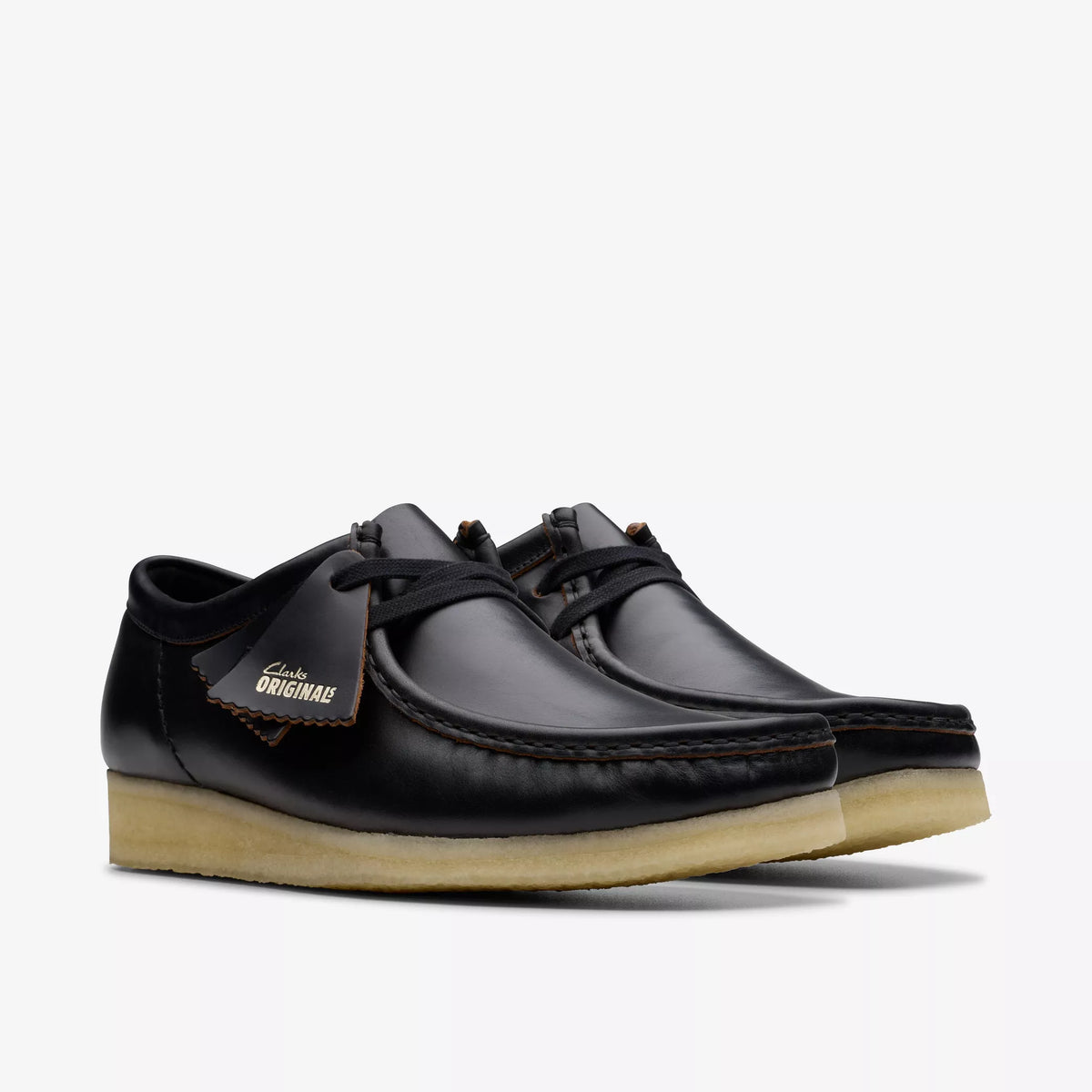 Clarks Wallabee Black Smooth Leather.