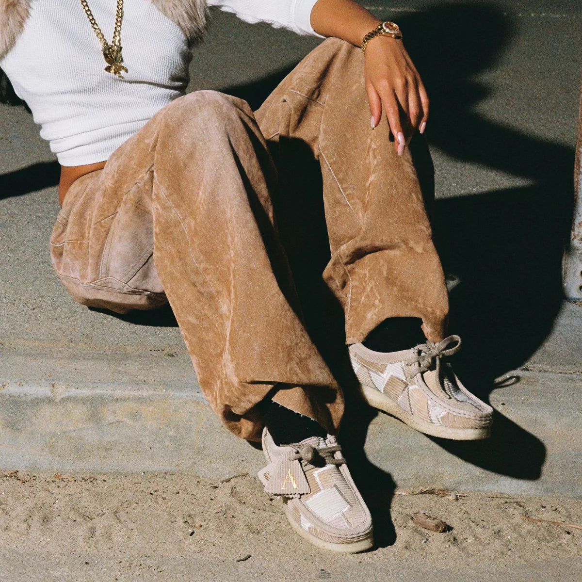 Aleali May X Clarks Originals Wallabee Beige Combination