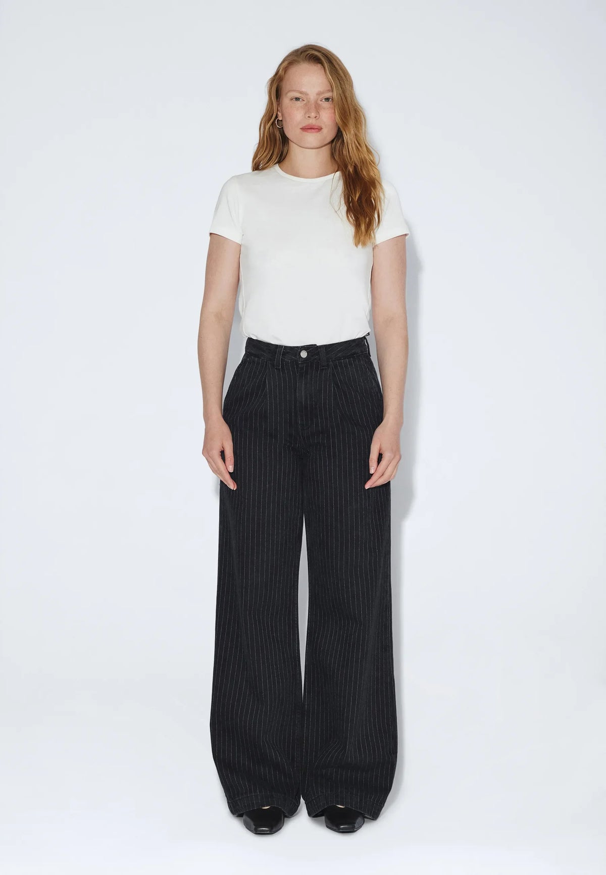 Dr.Denim W Rhue HG Wide Pleat Jean Washed Black Pinstripe