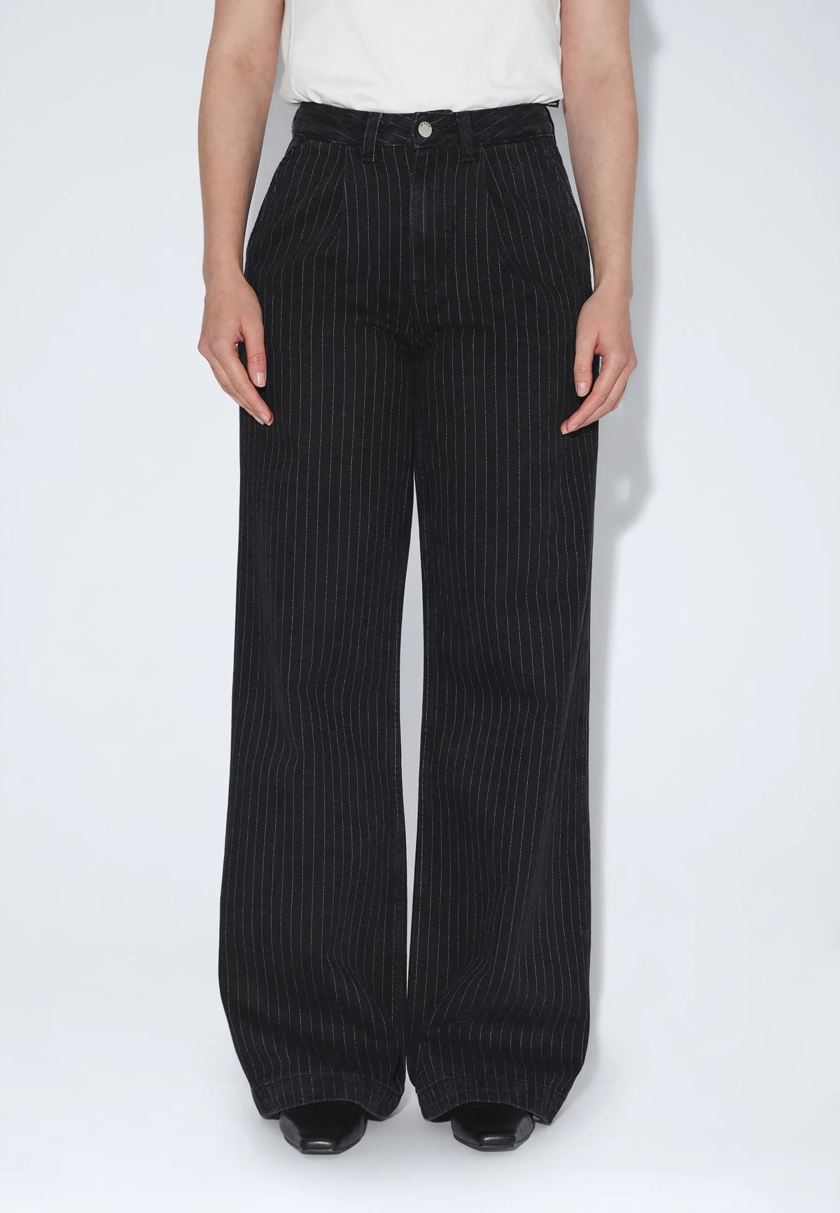 Dr.Denim W Rhue HG Wide Pleat Jean Washed Black Pinstripe