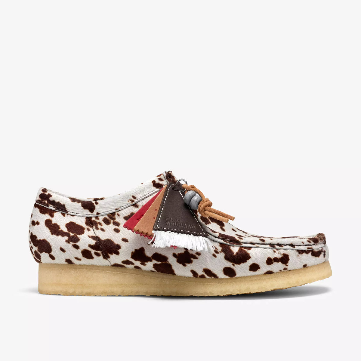 Clarks Wallabee Brown Cow Print
