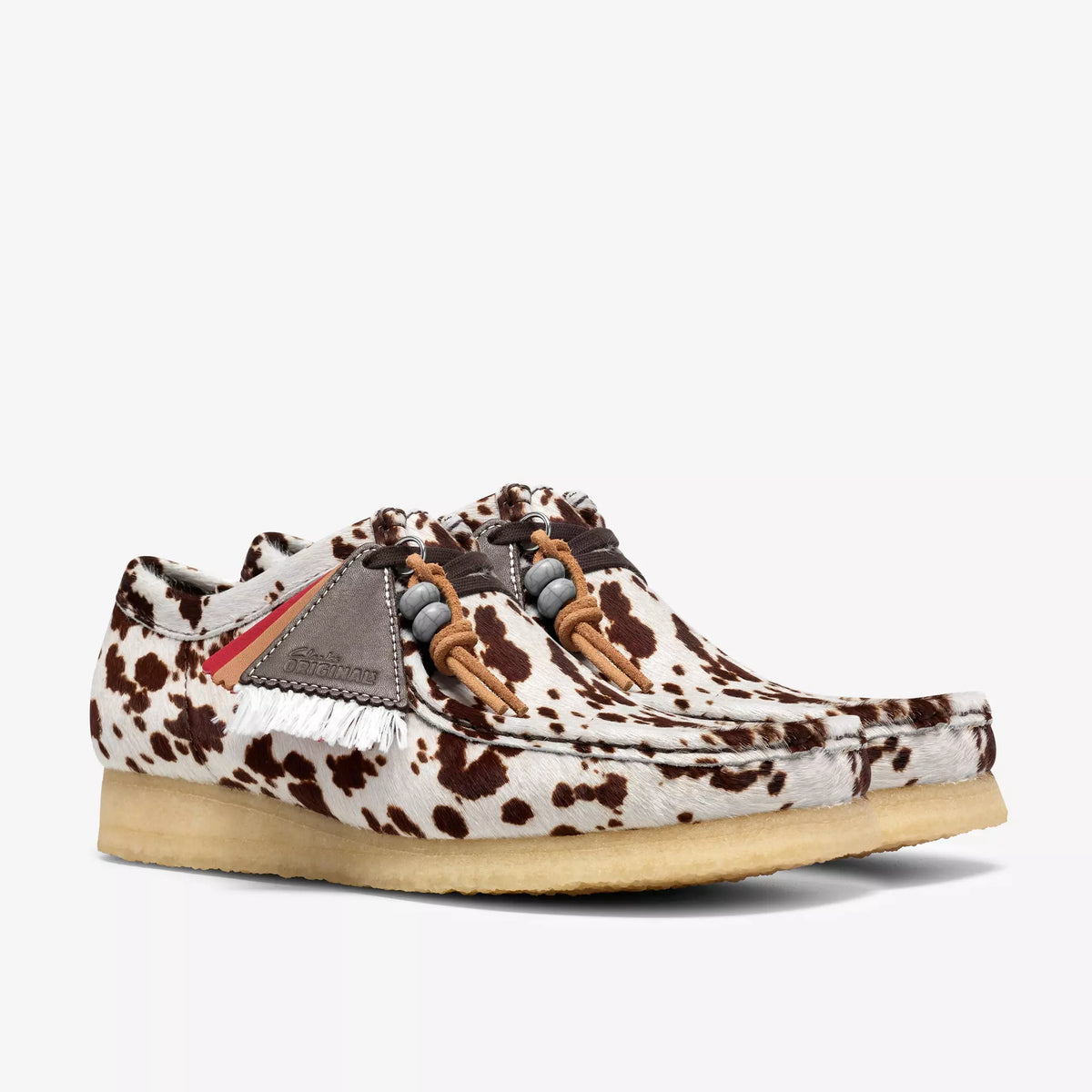 Clarks Wallabee Brown Cow Print