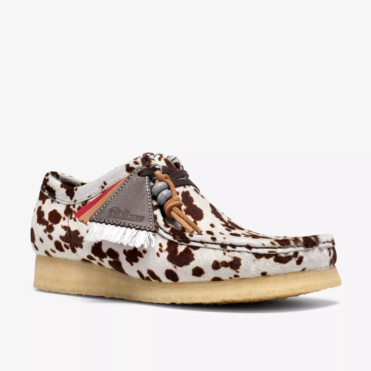 Clarks Wallabee Brown Cow Print