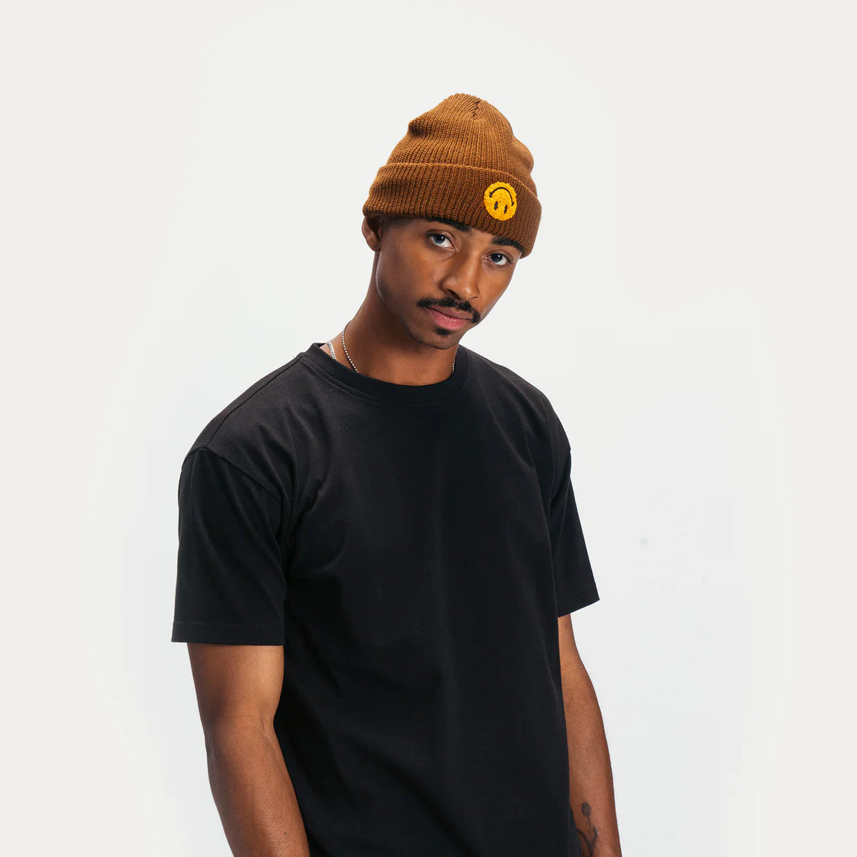 SMILEY UPSIDE DOWN BEANIE - ACORN