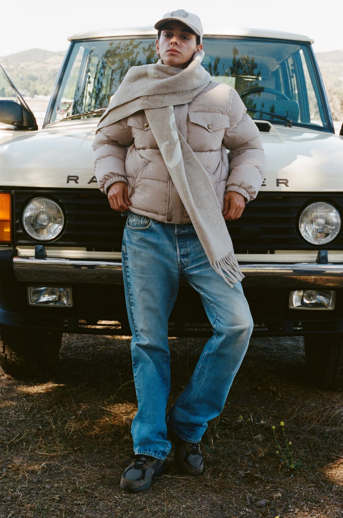 Sporty & Rich Big Serif Scarf Ecru