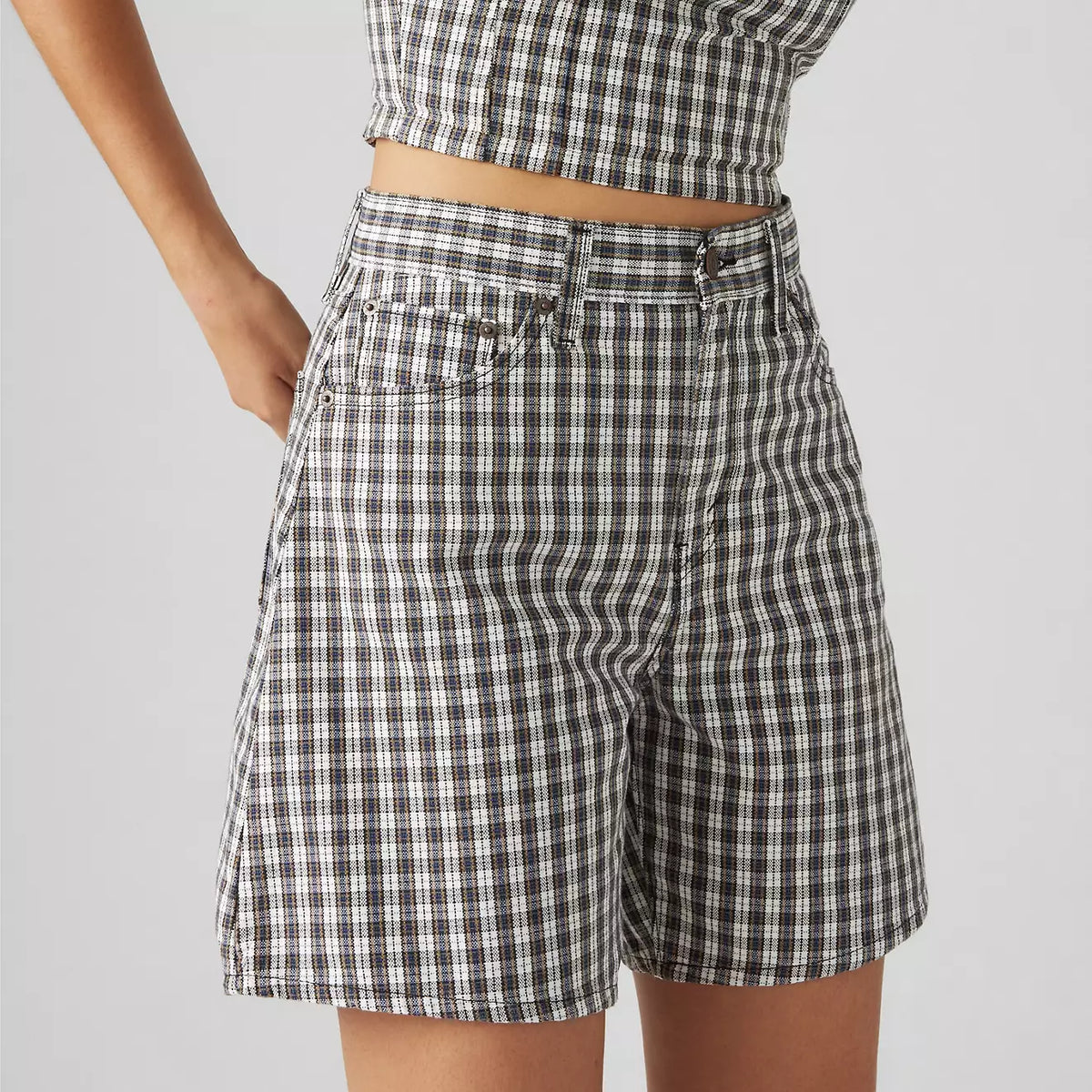 Levi's W High Baggy Short Milo Plaid