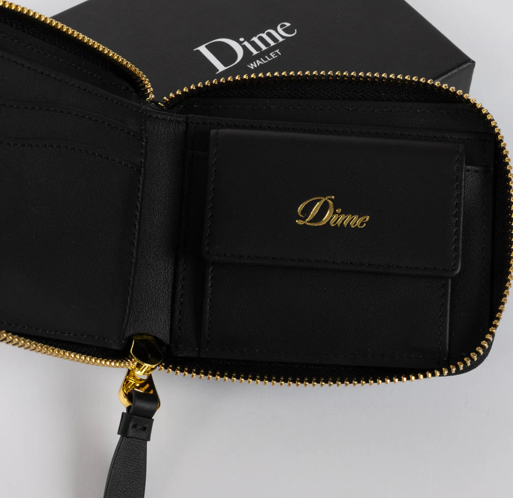Dime 財布 Dime Cursive Zip Wallet Black I Momentum - Momentum Clothing