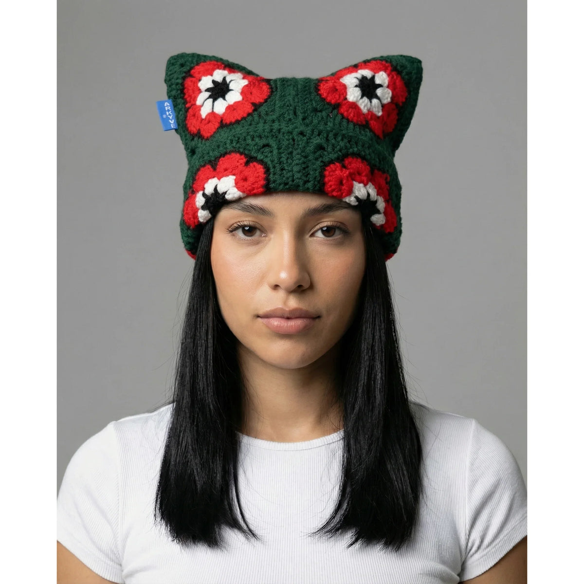ARKYVE Holly Bloom Crochet Cat Hat