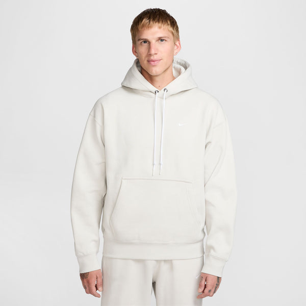 Nike Solo Swoosh Fleece Pullover Hoodie - Light Bone/White