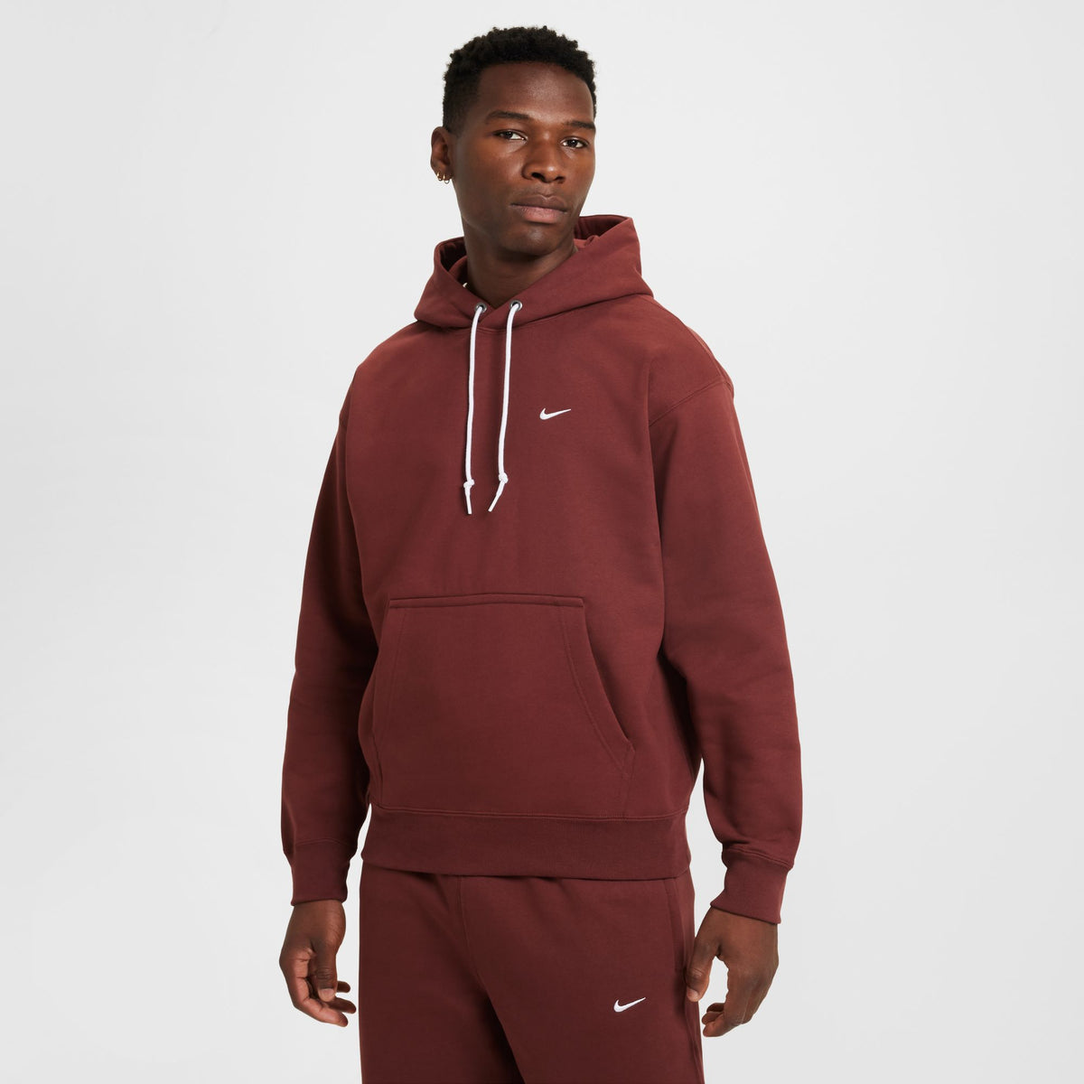 Nike Solo Swoosh Fleece Pullover Hoodie - Dark Pony/White DX1355-231