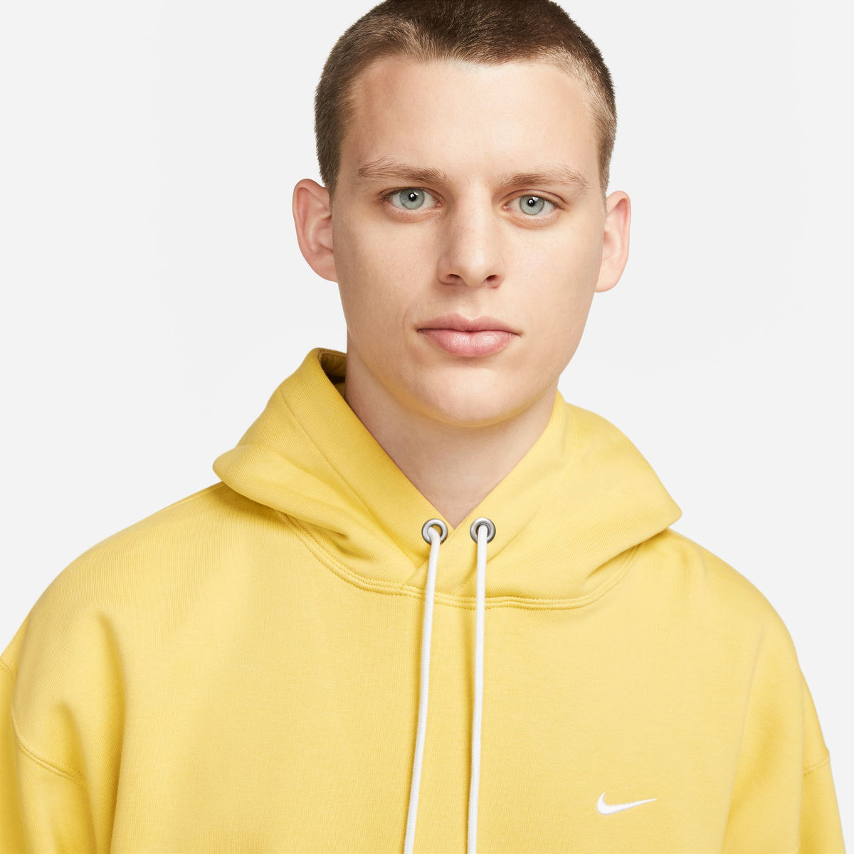 Nike Solo Swoosh Fleece Pullover Hoodie - Saturn Gold/White DX1355-700 