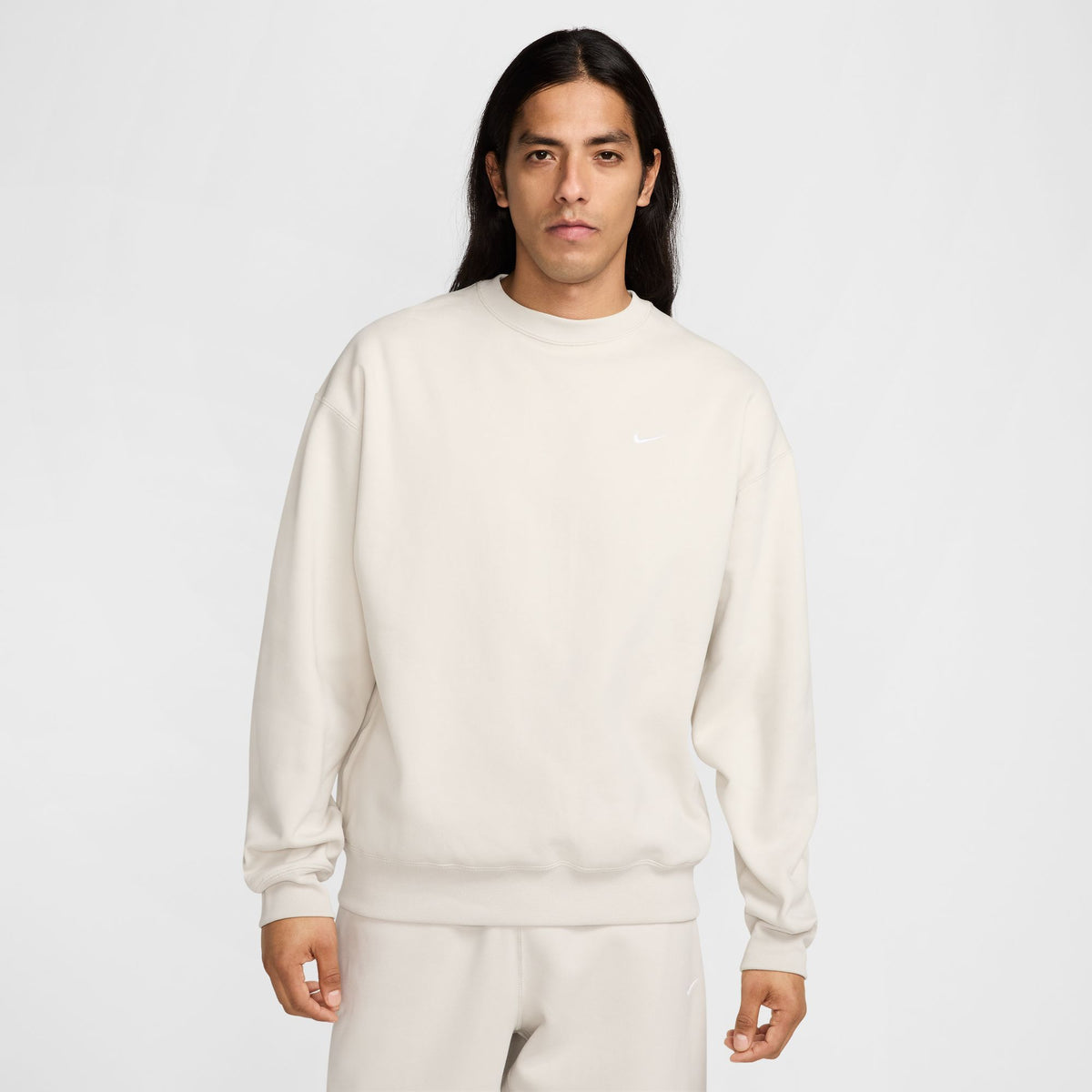 Nike Solo Swoosh Fleece Crew - Light Bone/White DX1361-072