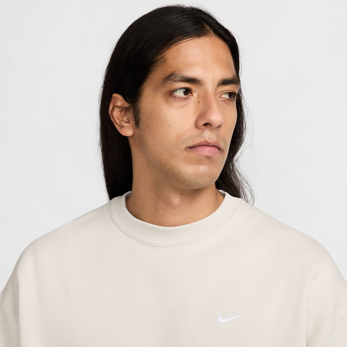 Nike Solo Swoosh Fleece Crew - Light Bone/White DX1361-072