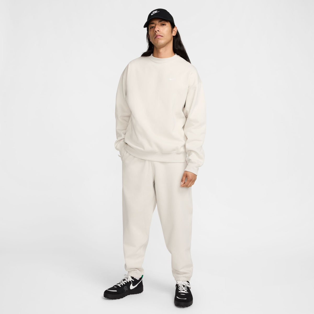 Nike Solo Swoosh Fleece Crew - Light Bone/White DX1361-072