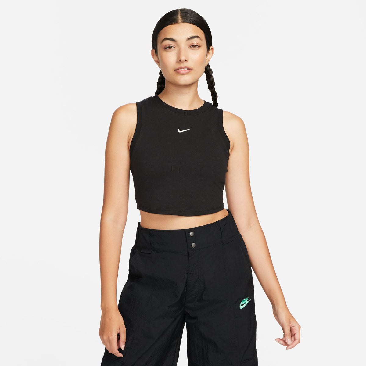 Nike W NSW Chill Knit Tight Cropped Mini-Rib Tank Top - Black FB8279-010