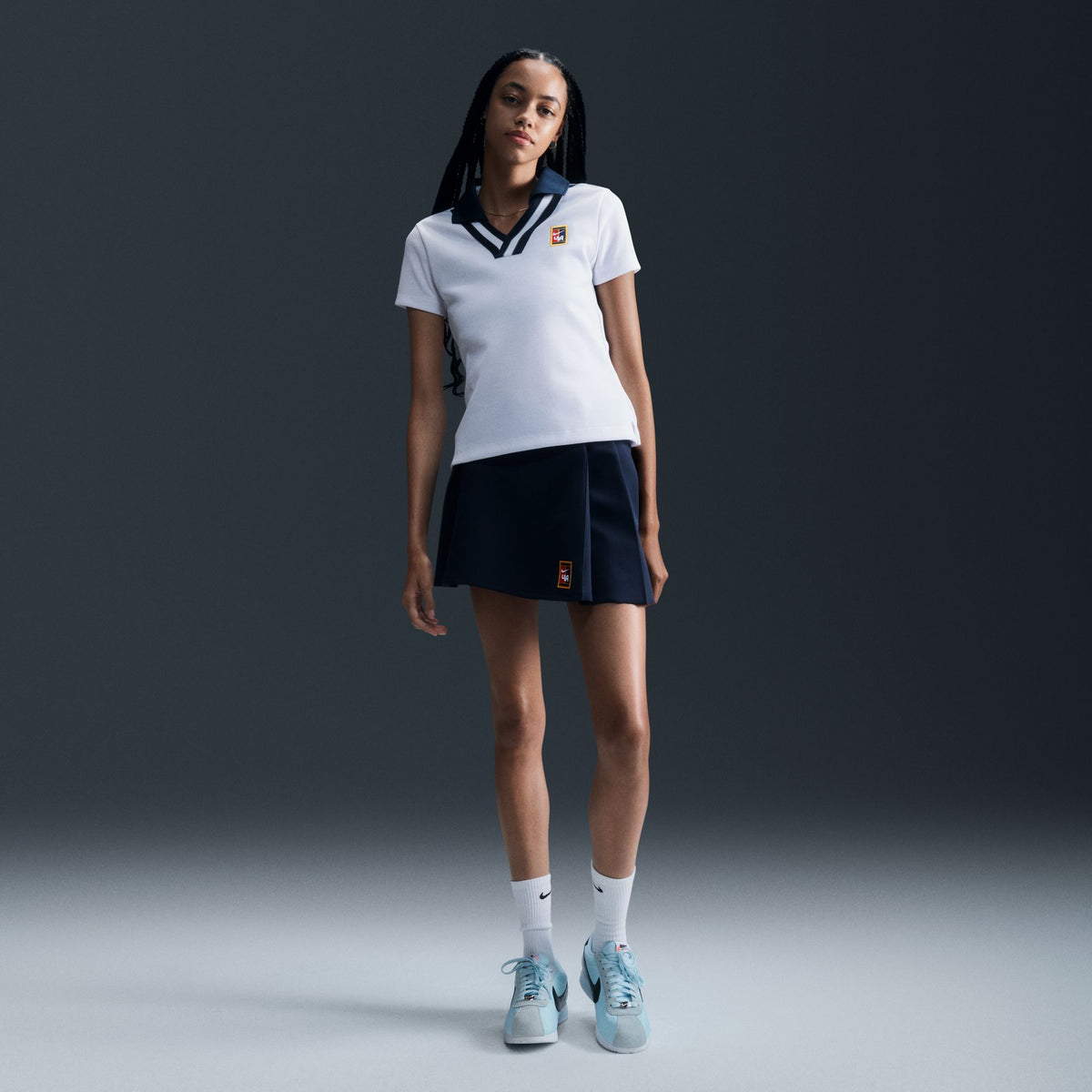 Nike W NSW Yoon SS Polo Top - White/Armory Navy