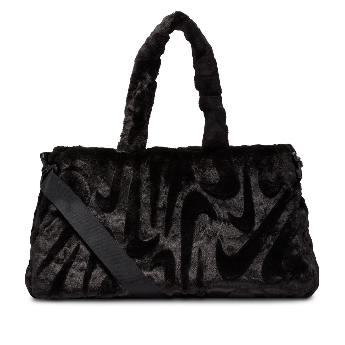 Nike NSW Faux Fur Tote (10L) - Black/Metallic Silver FZ1323-010