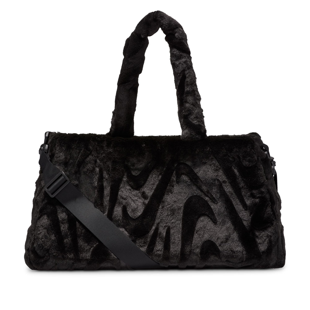 Nike NSW Faux Fur Tote (10L) - Black/Metallic Silver FZ1323-010